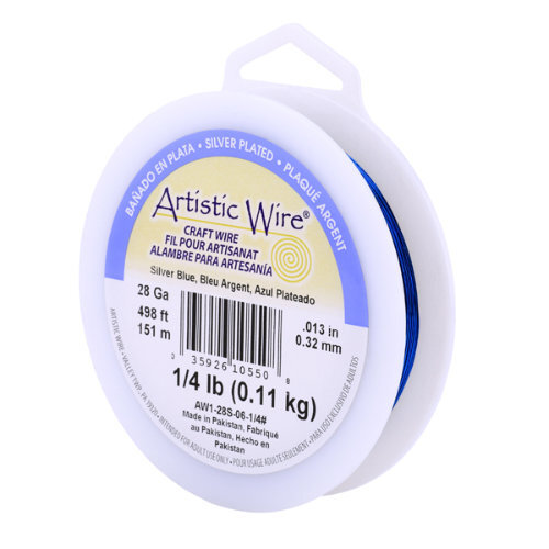 28 Gauge (.32 mm) - 498.3 ft (151.9 m) -  Silver Plated - Silver Blue - AW1-28S-06-1/4#