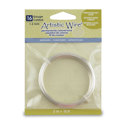 16 Gauge (1.3 mm) - 10 ft (3.1 m) - Silver Plated, Tarnish Resistant Silver - AWB-16S-10-10FT