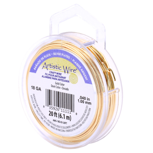 Silver Plated - Gold Color - 18 Gauge (1.0 mm) - 20 FT (6.1 m) - AWS-18S-03-20FT
