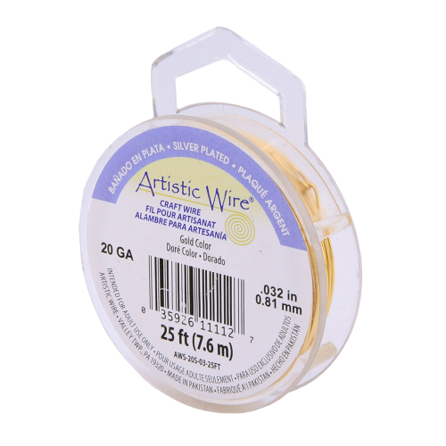 Silver Plated - Gold Color - 20 Gauge (.81 mm) - 25 ft (7.6 m) - AWS-20S-03-25FT