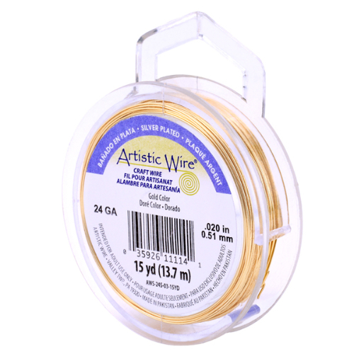 24 Gauge (.51mm) - 15 yd (13.7 m) - Silver Plated - Gold Color - AWS-24S-03-15YD