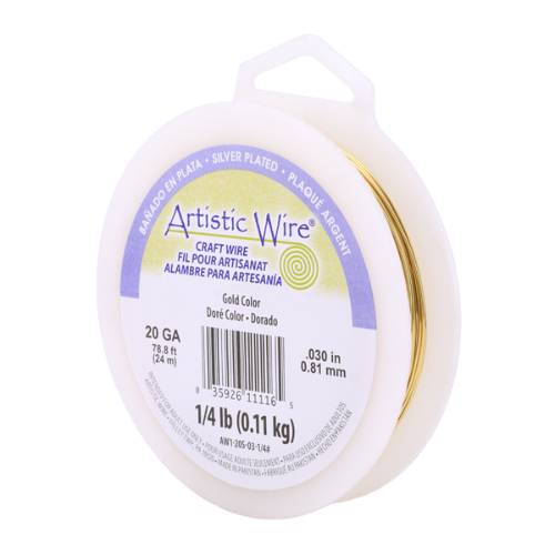 20 Gauge (.81 mm) - 78.8 ft (24m) - Silver Plated - Gold Color - AW1-20S-03-1/4#