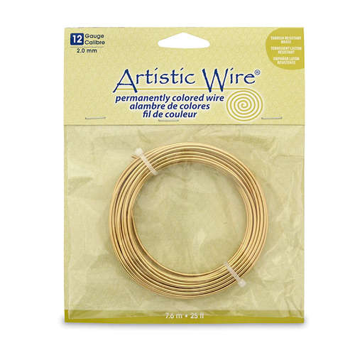 12 Gauge (2.1 mm) - 25 ft (7.6 m) - Tarnish Resistant Brass - AWB-12-NTB-25FT