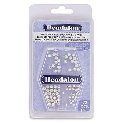 Memory Wire End Cap - 72 Piece Variety Pack - Silver Plated - 317B-310