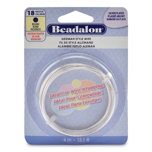 18 Gauge (1.02 mm) - Round German Style Wire - 13FT (4m) - Silver Plated - 180B-018