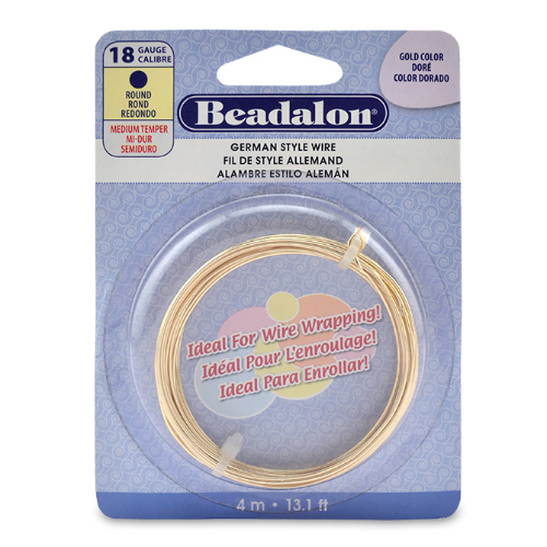 18 Gauge (1.02 mm) - Round German Style Wire - 13FT (4m) - Gold Color - 180A-018