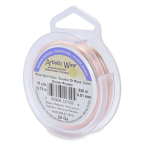 Silver Plated - Rose Gold Color - 24 Gauge (.51mm) - 15 yd (13.7 m) - AWS-24S-21-15YD