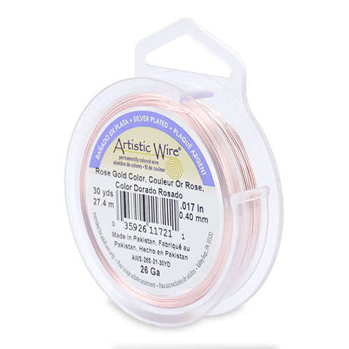 Silver Plated - Rose Gold Color - 26 Gauge (.41 mm) - 30 yd (27.4 m) - AWS-26S-21-30YD