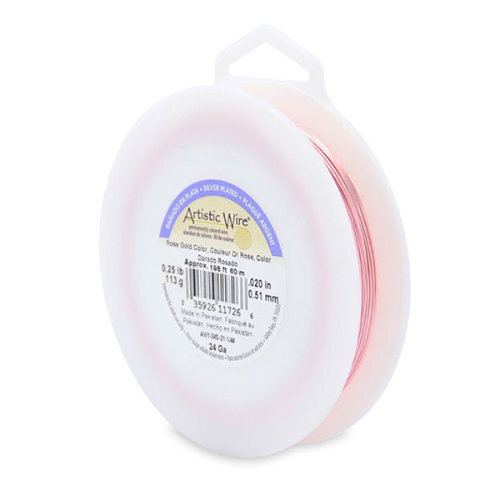 24 Gauge (.51 mm) - 198.0 ft (60.4 m) - Silver Plated - Rose Gold Color - AW1-24S-21-1/4#