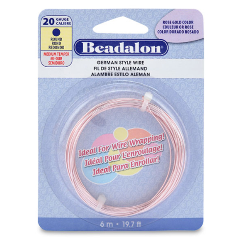 20 Gauge (0.81 mm) - Round German Style Wire - 19.7FT (6m) - Silver Plated - Rose Gold Colour - 180L-020