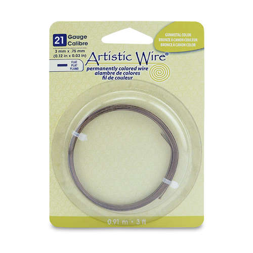 21 Gauge Flat Wire - 3 mm x .75 mm (0.12 in x 0.03 in) - 3 ft (.91 m) - Antique Brass Color - AWB-21F-24-03FT