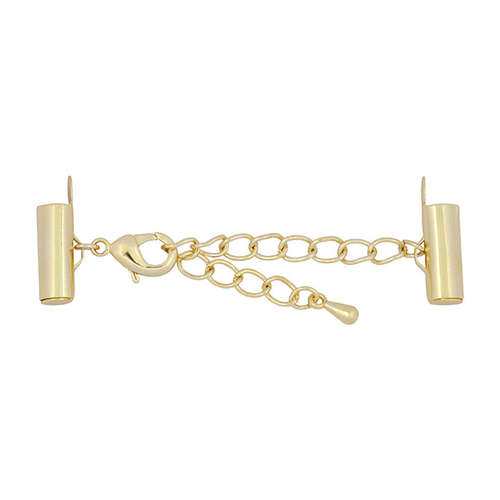 13mm Electoplated Slide Connector Set with Clasp and Extension Chain - Gold - 324A-060