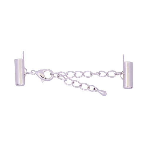 13mm Electoplated Slide Connector Set with Clasp and Extension Chain - Silver - 324B-060