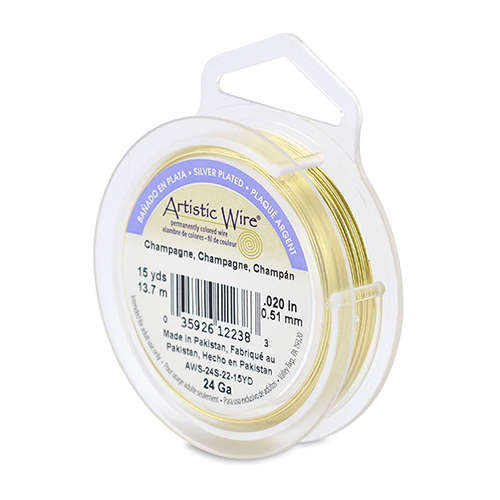 24 Gauge (.51mm) - 15 yd (13.7 m) - Silver Plated - Champagne - AWS-24S-22-15YD