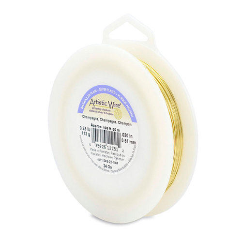 24 Gauge (.51 mm) - 198.0 ft (60.4 m) - Silver Plated - Champagne - AW1-24S-22-1/4#