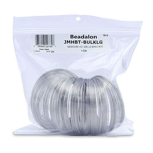 Remembrance Memory Wire - Heavy Duty (036 in / 0.91 mm) Large Bracelet - 240 coil pack (8 oz / 227 g) - Bright - JMHBT-BULKLG