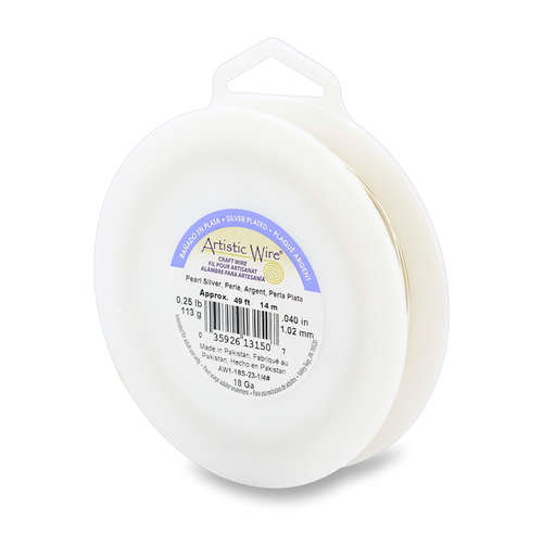 18 Gauge (1.0 mm) - 49.8 ft (15.2 m) - Silver Plated, Pearl Silver - AW1-18S-23-1/4#
