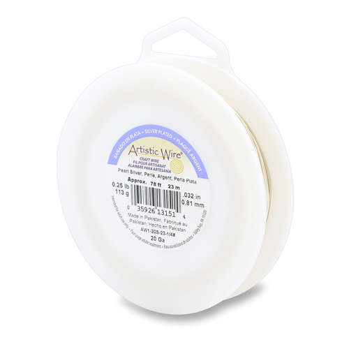 20 Gauge (.81 mm) - 78.8 ft (24m) - Silver Plated - Pearl Silver - AW1-20S-23-1/4#