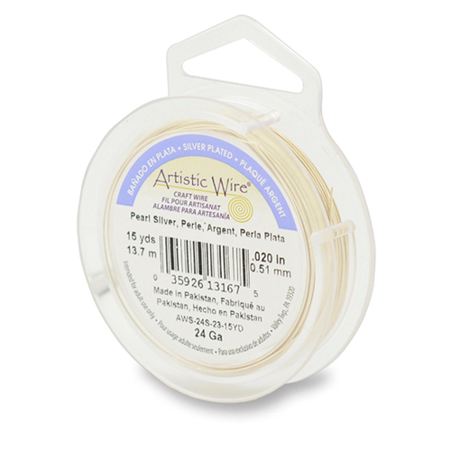 24 Gauge (.51mm) - 15 yd (13.7 m) - Silver Plated - Pearl Silver - AWS-24S-23-15YD
