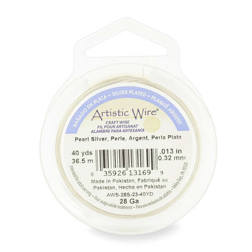 28 Gauge (.32 mm) - 40 yd (36.5 m) - Silver Plated - Pearl Silver - AWS-28S-23-40YD