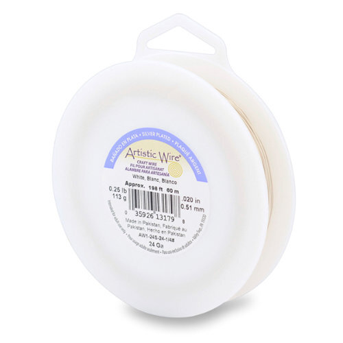 24 Gauge (.51 mm) - 198.0 ft (60.4 m) - Silver Plated - White - AW1-24S-24-1/4#