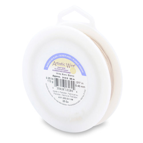 26 Gauge (.41 mm) - 315.3 ft (96.1 m) - Silver Plated - White - AW1-26S-24-1/4#