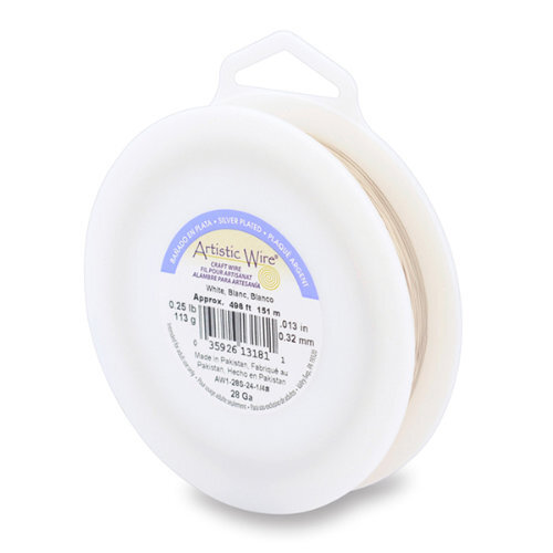 28 Gauge (.32 mm) - 498.3 ft (151.9 m) - Silver Plated - White - AW1-28S-24-1/4#