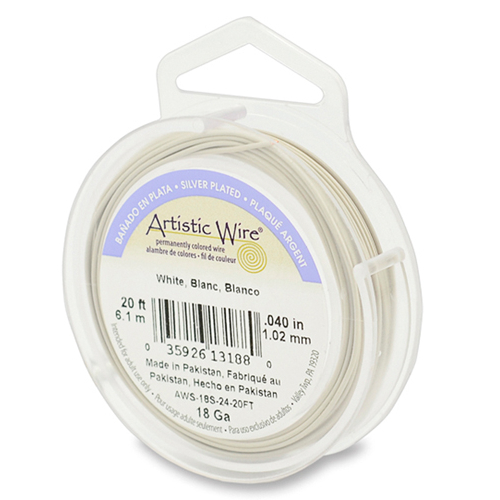 18 Gauge (1.0 mm) - 20 FT (6.1 m) - Silver Plated, White - AWS-18S-24-20FT