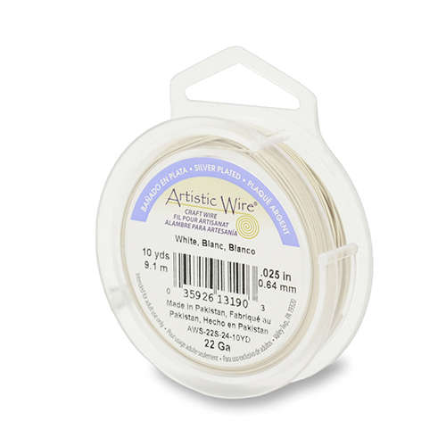 22 Gauge (.64mm) - 10 yd (9.1 m) - Silver Plated - White - AWS-22S-24-10YD