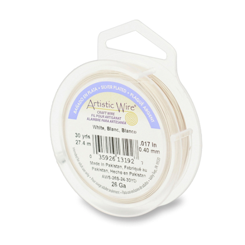 26 Gauge (.41 mm) - 30 yd (27.4 m) - Silver Plated - White - AWS-26S-24-30YD