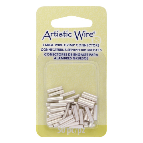 Large Wire Crimp Tubes - 10mm (.4 in) - Tarnish Resistant Silver Plate - A346B-054