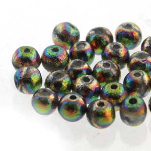 4mm - Etch Full Vitrail - Druk Round Beads - 40 Bead Strand - 00030-28183-DK
