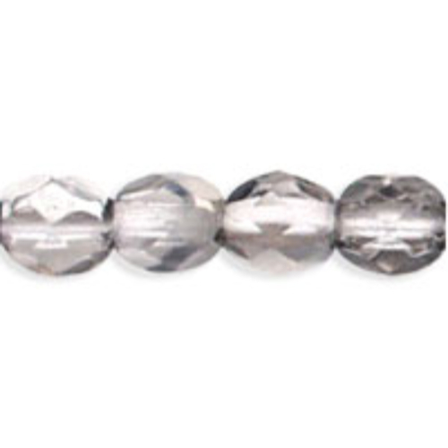 4mm - Silver 1/2 - Faceted Round Firepolish - 50 Bead Strand - 1-04-27001