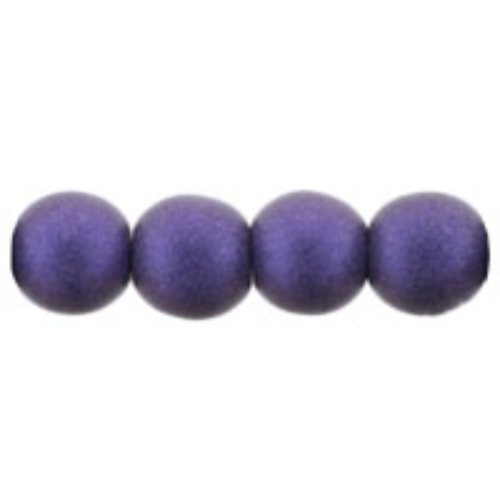 4mm Metallic Suede - Purple - Round Beads - 100 Bead Strand - 5-04-79021