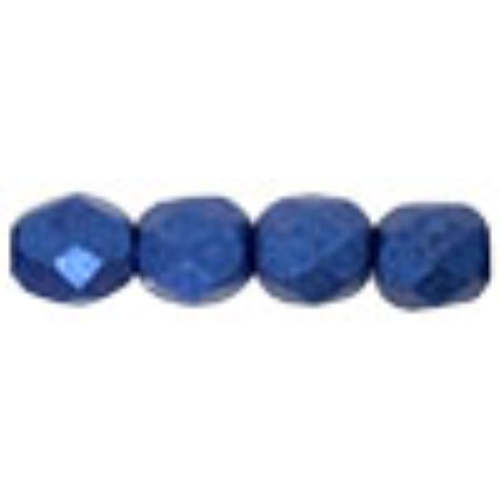 4mm - Metallic Suede Blue - Faceted Round Firepolish - 50 Bead Strand - 1-04-79031