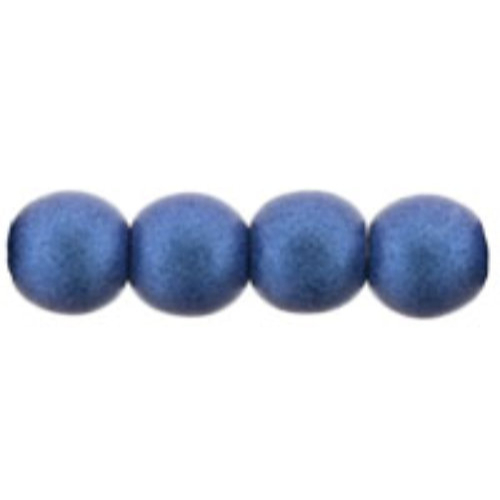 4mm Metallic Suede - Blue - Round Beads - 100 Bead Strand - 5-04-79031