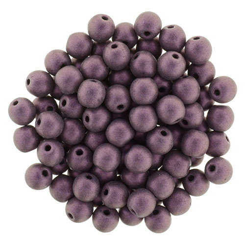 4mm Metallic Suede - Pink - Round Beads - 100 Bead Strand - 5-04-79086