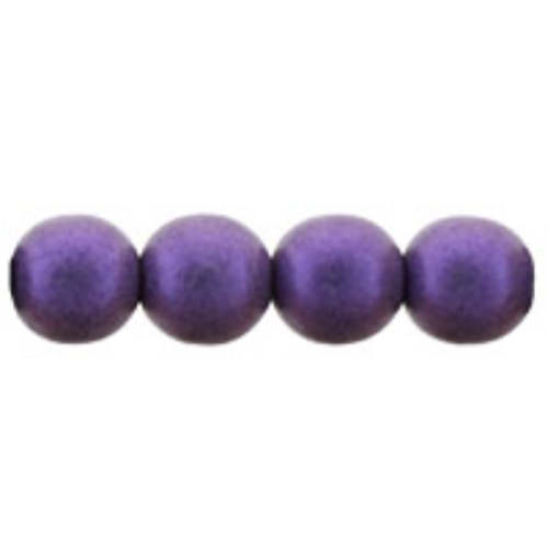 6mm Metallic Suede Purple - Round Beads - 50 Bead Strand - 5-06-79021