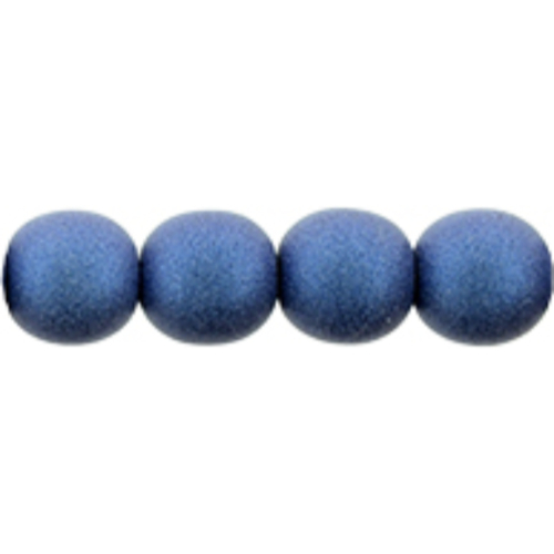 6mm Metallic Suede Blue - Round Beads - 50 Bead Strand - 5-06-79031