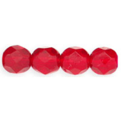 6mm - Siam Ruby - Faceted Round Firepolish - 25 Bead Strand - 1-06-9008