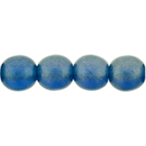 6mm Sueded Gold Capri Blue - Round Beads - 50 Bead Strand - 5-06-MSG6008