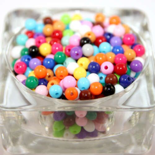 6mm Mixed Colours Round Opaque Bead 