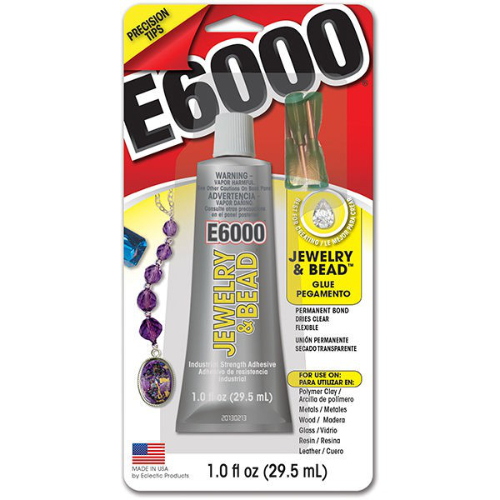 E6000 Jewelry and Bead Adhesive with 2 Tips - 1.0 fl oz / 29.5mL Tube - Clear