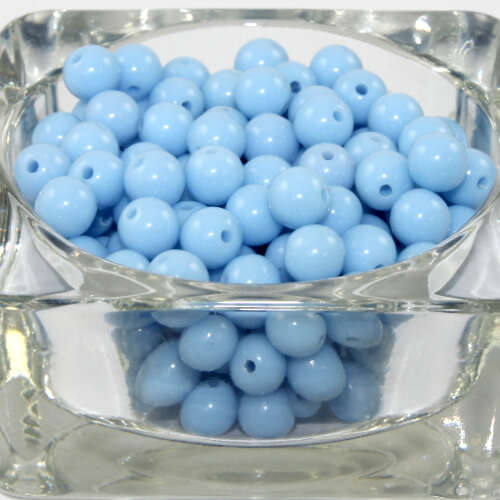 8mm Pastel Sky Blue Round Opaque Bead