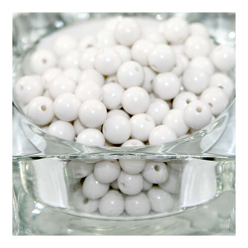 8mm White Round Opaque Bead 