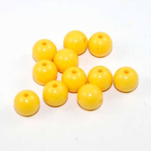 10mm Yellow Round Opaque Bead 