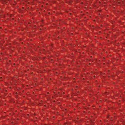 Miyuki 11/0 Rocaille Bead - 11-910F - Matte Silver Lined Flame Red