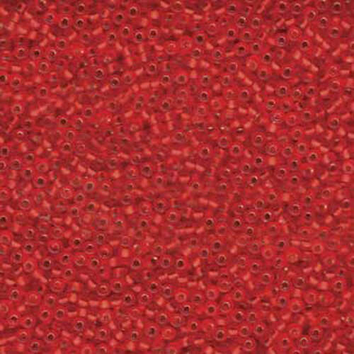 Miyuki 11/0 Rocaille Bead - 11-910F - Matte Silver Lined Flame Red
