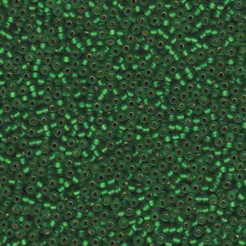 Miyuki 11/0 Rocaille Bead - 11-916F - Matte Silver Lined Green