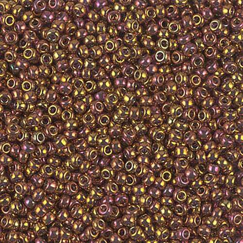 Miyuki 11/0 Rocaille Bead - 11-92449 - Transparent Tea Berry Gold Iris